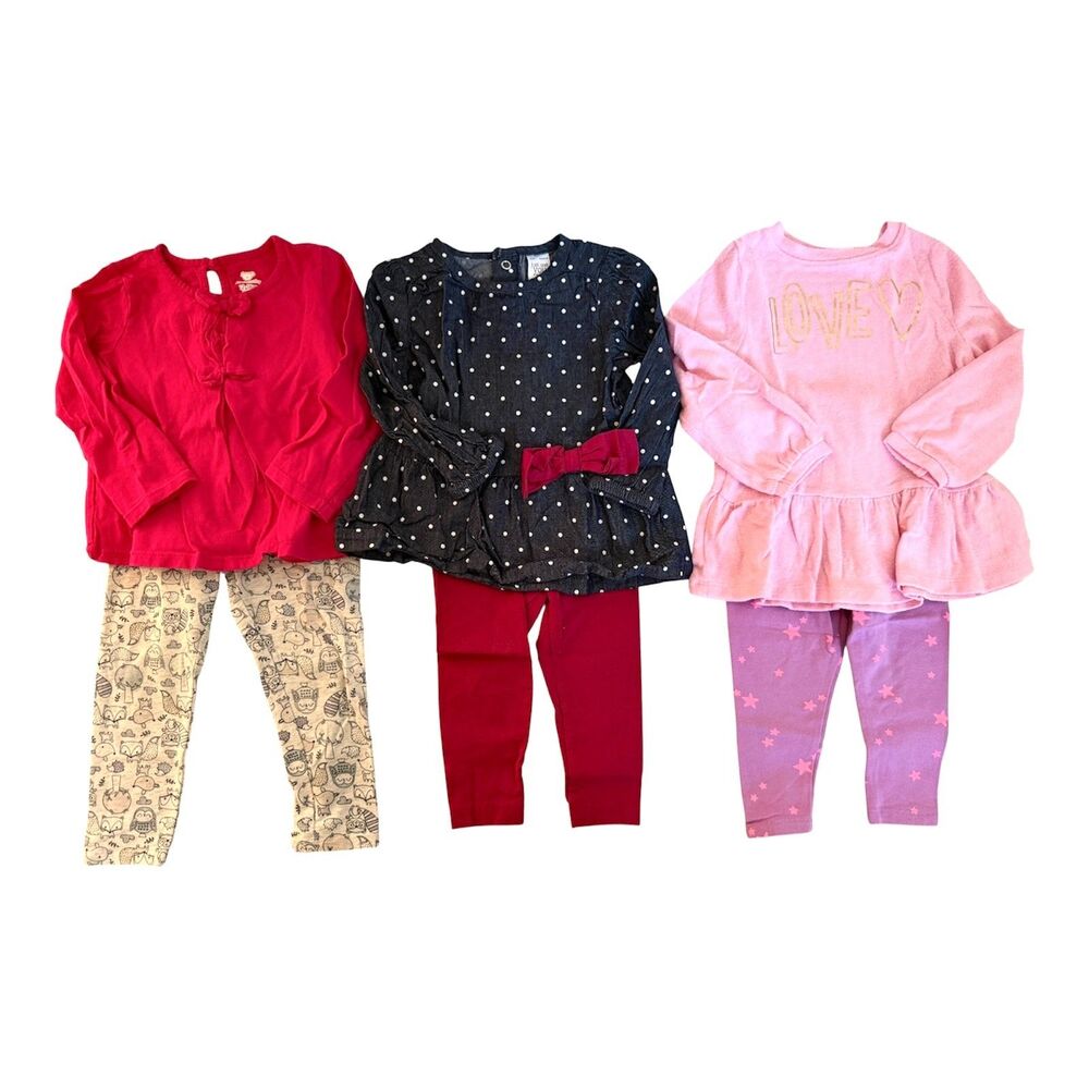 Clothing Toddler Girls 18 Months Long Sleeve Tops Leggings Fall Winter, Lot of 6